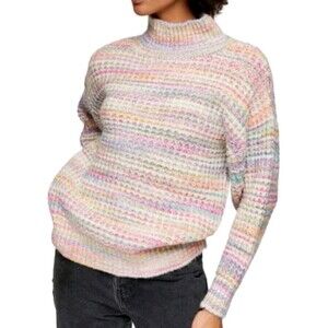 Topshop Space Dye Chunky Turtleneck Sweater Oversized Multicolor Size S